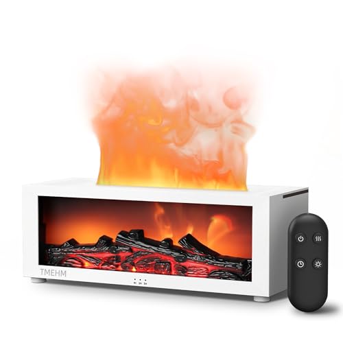 TMEHM Fireplace Flame Essential Oil Diffuser Humidifier, Aromatherapy - color: White