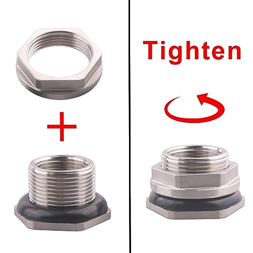 DERNORD 3/4" Female Bulkhead Water Tank Connector Stainless Steel Bulkhead Fittings Pack of 5 - size: 3/4 Inch, style: Pack of 5