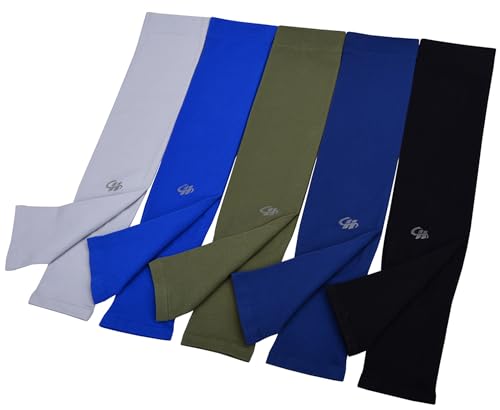 HOPESHINE Arm Cooling Sleeves UPF 50+ UV Protection Compression Cycling Outdoor Sports 5-Pairs - color: 5-pairs Black + Army Green + Navy Blue+ Dark Blue + Sliver Grey, size: XXL-XXXXL