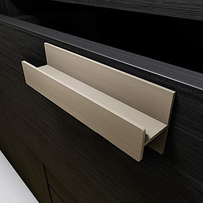 HRX Self-Adhesive Edge Fingerpull Door Handle - Easy to Install Screwless Peel and Stick on Glass, Wood, Metal, Plastic - Sliding Doors Knob for Kitchen Fronts, Drawers & Dressers Panels - 2 Pack - color: Champagne
