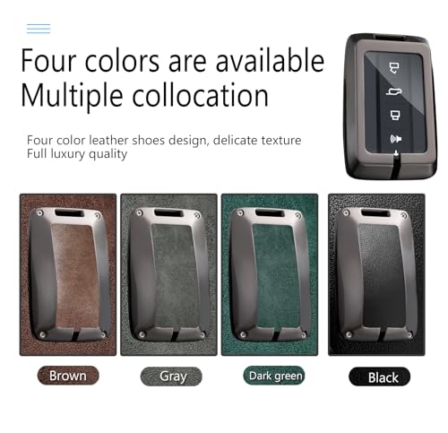 Key Fob Cover Compatible with Great Wall GWM WEY Tank 300 500 Tank300 Tank500 Accessories Alloy& Leather Key Shell Case with Keychains-Short Keychian Brown - color: Short Keychain brown
