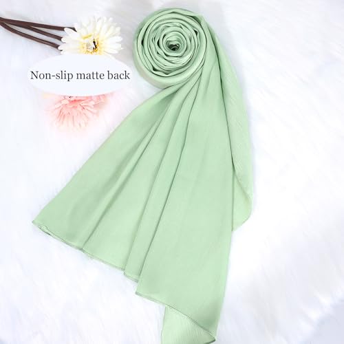 Luxury Silky Satin Hijab for Women, Shimmer Crinkle Muslim Head Scarf, Graceful Feminine Charm - color: Light Brown