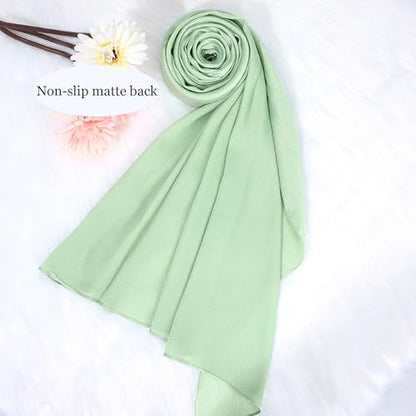 Luxury Silky Satin Hijab for Women, Shimmer Crinkle Muslim Head Scarf, Graceful Feminine Charm - color: Light Brown