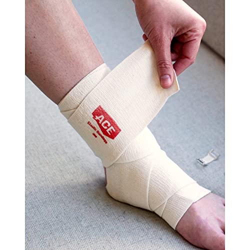 ACE 3 Inch Elastic Bandage with Clips, Beige, Great for Elbow, Ankle, Knee and More, Ideal for Sports, Comfortable Design with Soft Feel, Wash and Reuse (Pack of 3) - size: 3" (Pack of 3)
