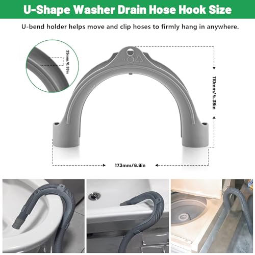 U Shape Washer Drain Hose Hook for Washing, Dishwashers, Sink Srain Hoses, U-Bend Hose Holder Hook Compatible with Samsung, GE Washing Machine Drain Hoses