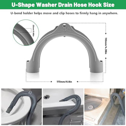 U Shape Washer Drain Hose Hook for Washing, Dishwashers, Sink Srain Hoses, U-Bend Hose Holder Hook Compatible with Samsung, GE Washing Machine Drain Hoses