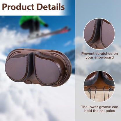 WodGod Woooden Ski & Snowboard Wall Rack 1 Pack for Garage - Fits Any Board,Holds Up to 25lbs,Damage-Free Storage, Space-Saving Winter Gear Organizer for Home & Garage