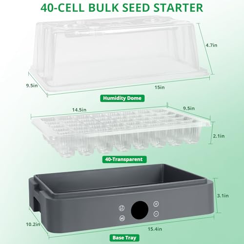 Sondiko Seed Starter Tray with Grow Light, Heated Seed Starter Kit with Temperature Display, Humidity Dome Germination Kit, Adjustable Plant Light for Seed Starting and Seedling Growth - color: Gray