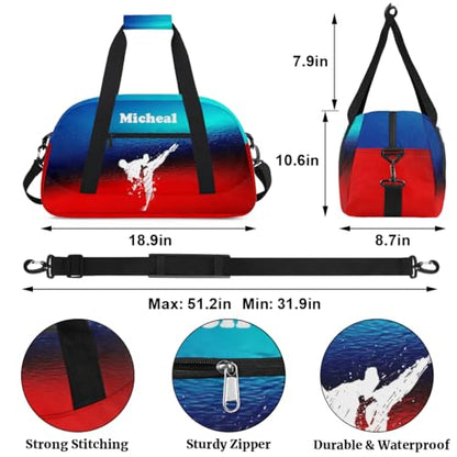 Personalized Martial Art Bag Duffel Bag for Girls, Custom Taekwondo Karate Bag Overnight Bags for Travel Weekender Practice White - color: Option 1