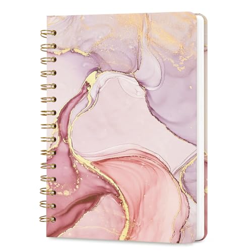 Lined Spiral Journal Notebook, A5 College Ruled Spiral Notebook for Women, Hardcover with Elegant Design for Work and Note-Taking, 5.5 * 8.25 inch, 160 Pages, Marble - color: Land