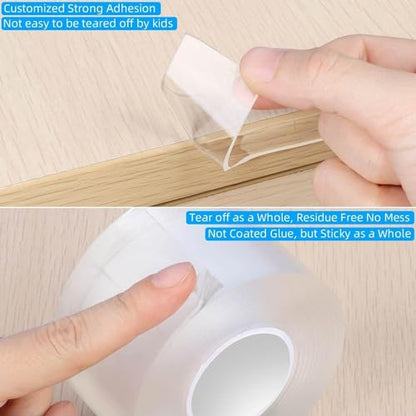 Clear Edge Protector Strip,0.8in x 9.84FT | Sharp Edge Wrap Cover Tape, Self Adhesive Protective Bumper Guards for Cabinet Door Desk Bed Furniture Waterproof - size: 3 Pack x 0.8in x 9.84FT