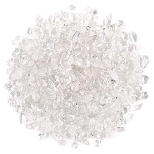 WAYBER Natural Crushed Clear Quartz Decorative Crystal Gravel, 1 Pound | Toxin-Free, Fade-Resistant, Ideal for Reiki Healing, DIY Crafts, Vase Filler, Aquarium & Bonsai Decoration - color: Clear, size: 1 Pound