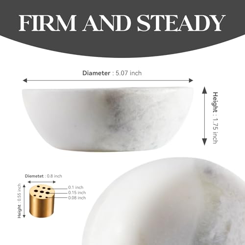 Koville Natural Marble Incense Holder, Incense Holder for Sticks with 9 Holes, Handmade Incense Burner Ash Catcher for Meditation Yoga SPA, Balsam Fir/Palo Santo/Sage/Cone (Grigio Fantasy) - color: D=130-grigio Fantasy