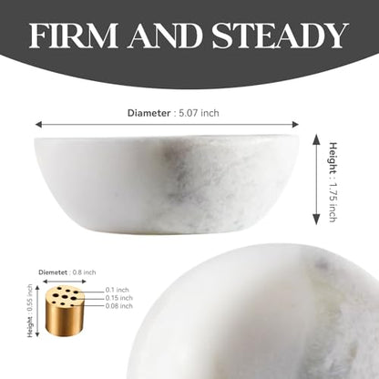 Koville Natural Marble Incense Holder, Incense Holder for Sticks with 9 Holes, Handmade Incense Burner Ash Catcher for Meditation Yoga SPA, Balsam Fir/Palo Santo/Sage/Cone (Grigio Fantasy) - color: D=130-grigio Fantasy