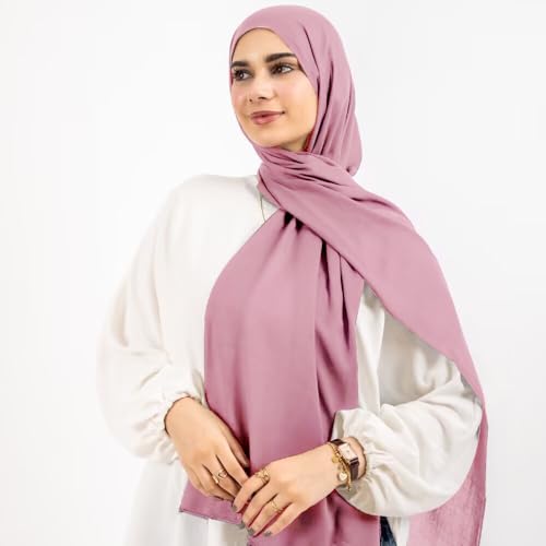 Non-see-through Premium Jersey Maxi Hijab Head Scarf Wrap for Muslim Women - color: Dusty Pink