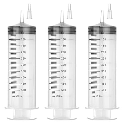 500ml Large Syringe Without Needle, Thick Liquid Transfer Syringe, 3 Pack | Individually wrapped syringes with smooth plunger movement for controlled dispensing and easy transfer of thick liquids - style: 500 mL