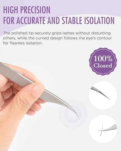 BEYELIAN Eyelash Extension Tweezers, Professional sticker tweezers | Eyelash Extension Tweezers, Professional sticker tweezers for crafting Curved Tip Stainless Steel JT09 - style: JT09