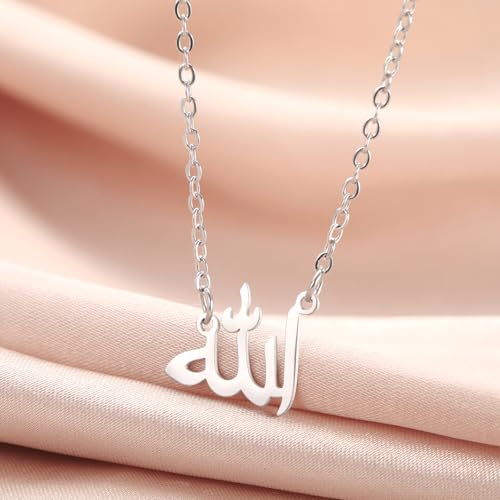 UNIFT Islamic Muslim Allah Layered Necklaces For Women Stainless Steel Charm Water Drop Heart Shape Allah Pendant Double Layer Necklace Islamic Jewelry - color: silver 6