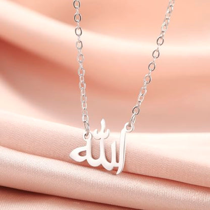 UNIFT Islamic Muslim Allah Layered Necklaces For Women Stainless Steel Charm Water Drop Heart Shape Allah Pendant Double Layer Necklace Islamic Jewelry - color: silver 6