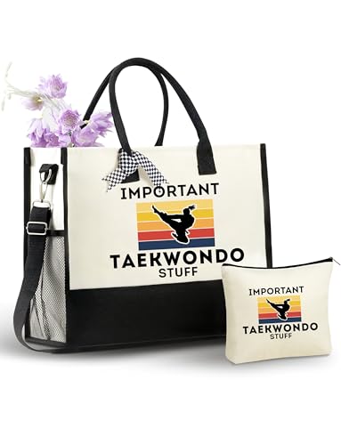 InnoBeta Taekwondo Gifts for Women, Taekwondo Tote Bag with Top Zipper Closure and Shoulder Strap