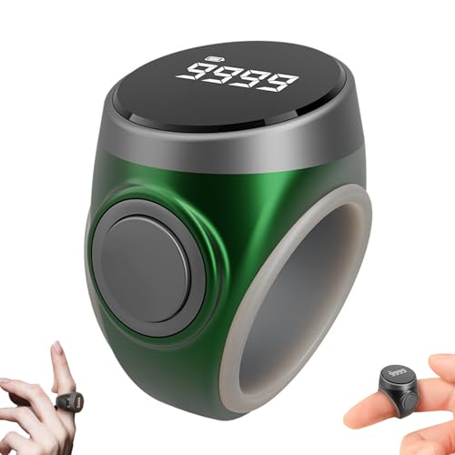 Tasbih Counter Zikr Rings, Smart Tasbeeh Counter, Rechargeable Electronic Digital Tasbih Counter Rings 3 Size(18/20/22mm), Finger Counter for Muslims, Prayer, Reminder - color: Green