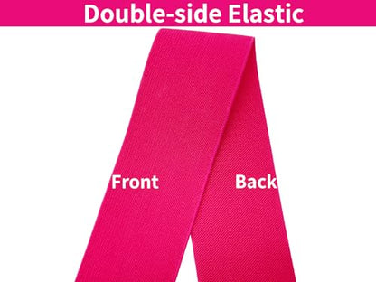 Rose Knit Elastic Band for Sewing 3 inch 5 Yards Double-Side Twill Woven Elastic Heavy Stretch Elastic Spool for Sewing Pants Waistband, Wigs, Skirts, Craft DIY Projects - color: Rose