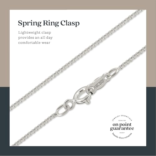 KEZEF 18K Gold Plated 925 Sterling Silver Box Chain Necklace for Women, 1mm Thin & Sturdy Italian Chain Necklace, Rose Gold & Silver Available, 15/16/18/20/22/24/30 Inch - color: Sterling Silver, size: 15 Inch