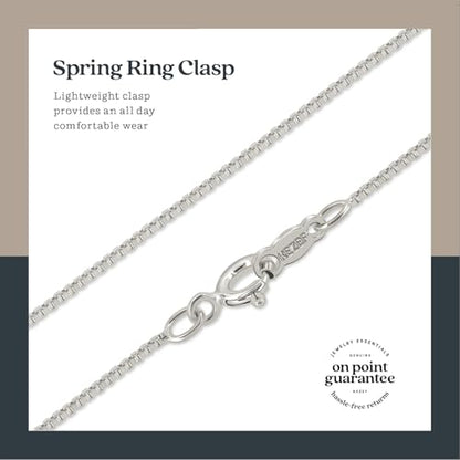 KEZEF 18K Gold Plated 925 Sterling Silver Box Chain Necklace for Women, 1mm Thin & Sturdy Italian Chain Necklace, Rose Gold & Silver Available, 15/16/18/20/22/24/30 Inch - color: Sterling Silver, size: 18 Inch