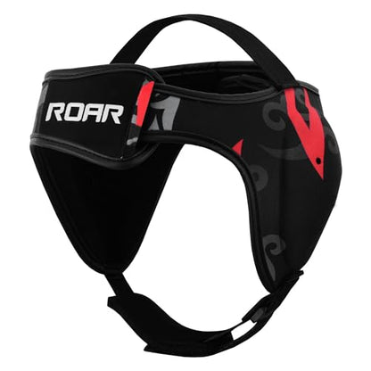 ROAR-INT Wrestling Headgear Men BJJ Ear Guard Protection MMA Grappling Cauliflower Helmet - color: Black+Eagle Red (Pack-2)