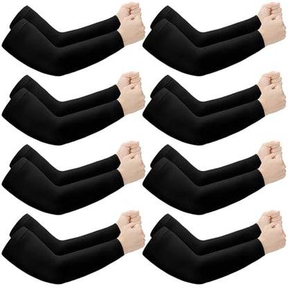 Janmercy 8 Pairs Arm Sleeves Thin Skin Protectors - color: Black