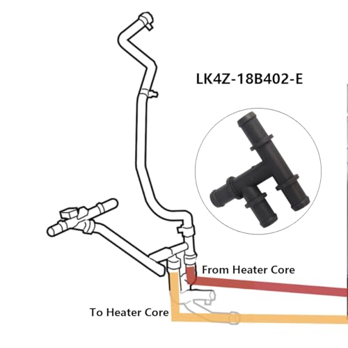 HVAC Heater Core Water Tube Coolant Hose 4 Way Tee Connector For Ford Transit 150 250 350 2020-2024 Cargo Passenger Van LK4Z-18B402-E LK4Z18B402E
