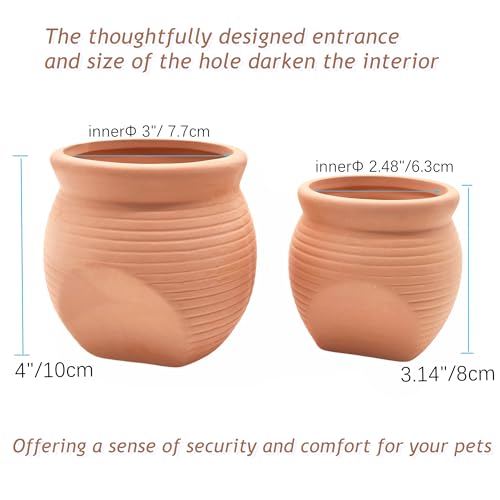Pottery Jar Clay Vase Cichlid Fish Play Hide Breed Habitat (Red Pots, 2pcs) | natural ceramic non-toxic, promote health vitality, sense of security and comfort - color: Red Pots, 2pcs
