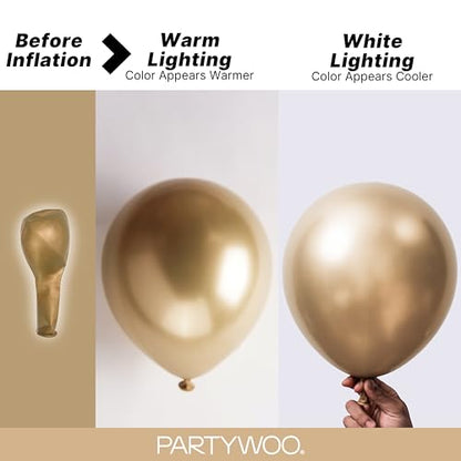PartyWoo 메탈릭 골드 풍선 128피스 다양한 사이즈 45.7cm(18인치), 30.5cm(12인치), 25.4cm(10인치), 12.7cm(5인치) 크롬 골드 풍선 아치 키트 화환 생일 졸업 베이비 샤워 웨딩 처녀 파티 장식 골드-G127 - color: 골드-g127