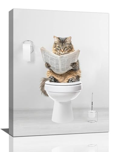 Cat Wall Art Funny Cat Bathtub Bathroom Pictures Wall Decor Canvas Prints Framed Artwork Paintings Office Home Decorations For Bathroom Bedroom Living Room 12"x16" - color: Cat, size: 12"L x 16"W