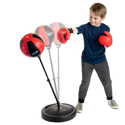 NSG Punching Bag for Kids & Boxing Gloves Set - Adjustable Freestanding Speed Bag with Spring-Loaded Stand, Junior Boxing Gloves & Hand Pump - Portable, Easy Assembly for Boys, Teens, Toddlers Ages 4+
