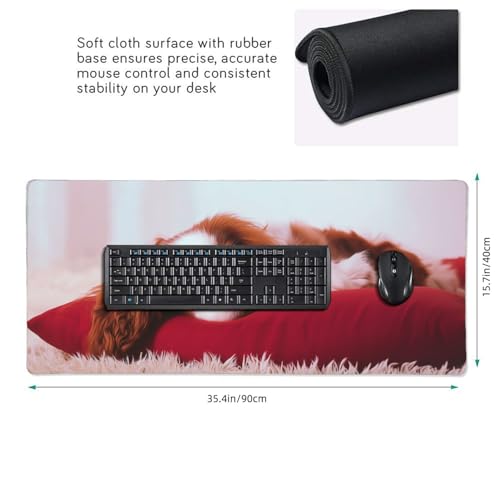 XXL Gaming Mouse Pad 35.4x15.7 Inch, Large Extended Desk Mat | Mousepad with Dog Design, Non-Slip Rubber Base, Water-Resistant Surface and Stitched Edges for Gaming, Office & Home - color: Dog