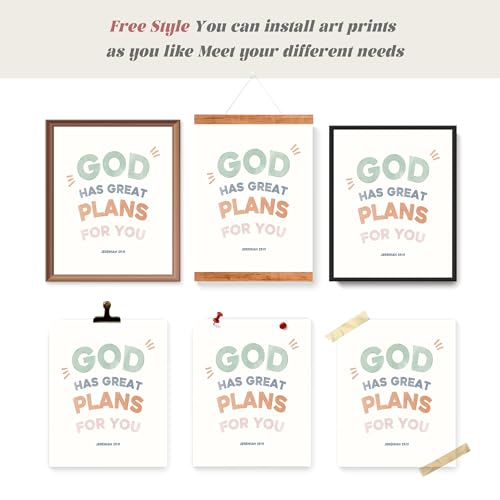 LARTSFRO Bible Christian Boho Wall Art Decor Posters Prints, Inspirational Bible Verses Room Bedroom Bathroom Playroom Dorm Wall Art Decor Aesthetic for Nursery Baby Kids Teen Girls Gifts, Christian Classroom Wall Decor, 10x8 Inch Set of 4 Pcs Pictures (U