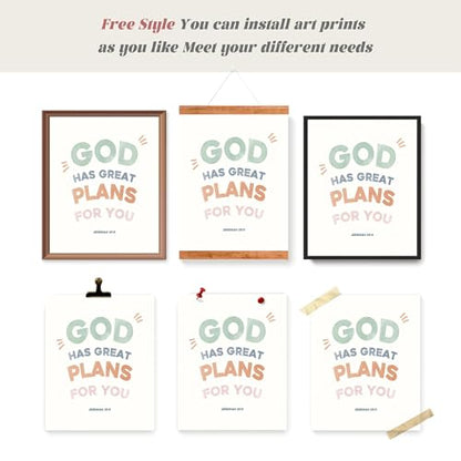 LARTSFRO Bible Christian Boho Wall Art Decor Posters Prints, Inspirational Bible Verses Room Bedroom Bathroom Playroom Dorm Wall Art Decor Aesthetic for Nursery Baby Kids Teen Girls Gifts, Christian Classroom Wall Decor, 10x8 Inch Set of 4 Pcs Pictures (U