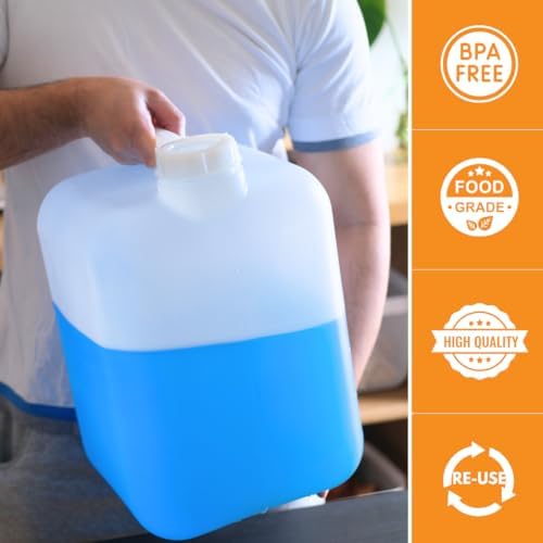 FastRack 5 Gallon Hedpak with Cap (Pack of 2) | BPA-free, Food-Grade, and Leak-Proof | White Water Container | Ideal for brewing, fermentation, or storage