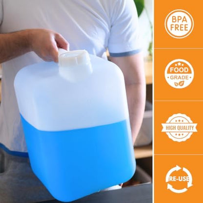 FastRack 5 Gallon Hedpak with Cap (Pack of 2) | BPA-free, Food-Grade, and Leak-Proof | White Water Container | Ideal for brewing, fermentation, or storage