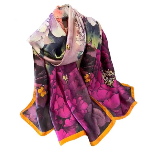Xyueanlo Scarfs for Women Lightweight Scarves Fashion Print Floral Pattern Head Scarf Wraps Shawls - color: Flower Rose Red