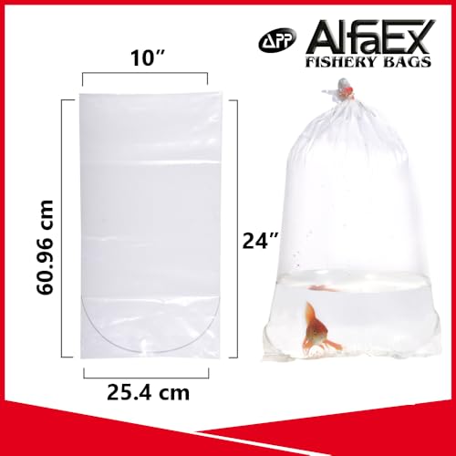 Fishery Bags 10 Inches Leak Proof Rounded Bottom Corners Clear Plastic Fish Bags for Marine and Tropical Fish Transport. (10" x 24" / 50 Pack / 3 Mil) - size: 10" x 24" / 50 Pack / 3 Mil