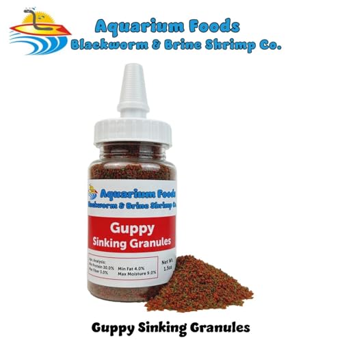 Guppy Sinking Granules Fish Food for Guppies, Endlers, Mollies, Platies, Swordtails, Groumis, Tetras, Catfish, Cichlids, All Community Tropical Fish…1.5oz Squeeze Bottle - size: 1.5 Ounce (Pack of 1)