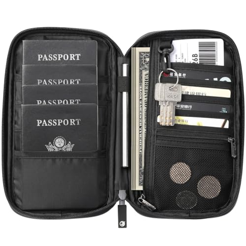 VanFn RFID Travel Passport Wallet, Family Passport Holder, Trip Document Organizer P.Travel Series - color: A - Nylon - White