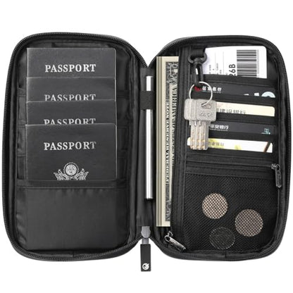 VanFn RFID Travel Passport Wallet, Family Passport Holder, Trip Document Organizer P.Travel Series - color: A - Nylon - White