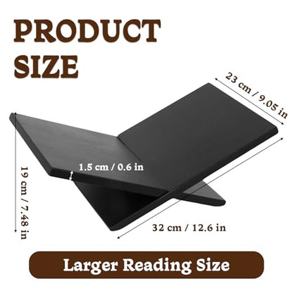 Open Display Book Stand, Solid Wooden Large Book Holder for Reading, Bible Stand, Book Opener Holder for Recipe, Quran, Art Book, Magazine, Textbook (Black)