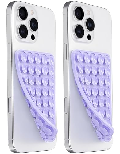 JingJinYY Anteel 2 Pack Double Sided Silicone Suction Cup Phone Case Mount, Hands-Free Strong Grip Silicon Phone Holder for Selfies and Videos, Non Slip Phone Accessories (Lavender) - color: Lavender