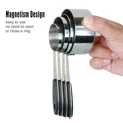 1/3 Cup Magnetic Grips Stainless Steel Measuring Cup -1PCS - size: 1/3 cup