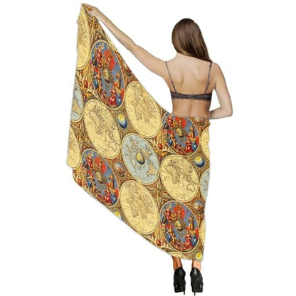 Chiffon Shawl Scarf Sarong And Sun Protective Shawl Long Lightweight Travel Scarf - color: Color136