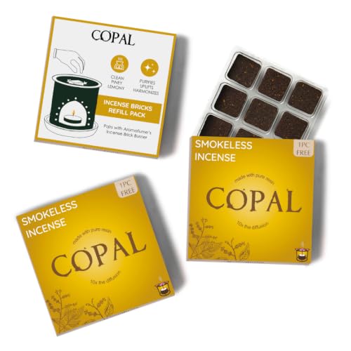 Copal Incense Bricks Refill Pack by Aromafume | 3 Trays x 9 Bricks | Protium Copal (Burseraceae) Native to Mexico | Ideal for Spiritual Cleansing & Enhanced Connection | Low-Smoke & Non-Toxic - color: Copal (Pack of 3)